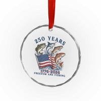 Freedom And Fishing Crystal Glass Ornament Patriotic American Flag Fisherman Gift