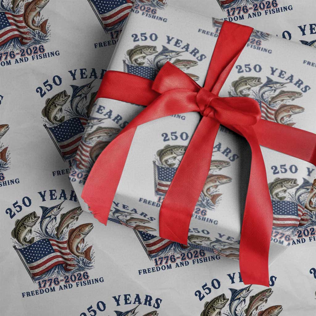 Freedom And Fishing Wrapping Paper Roll Patriotic American Flag Fisherman Gift