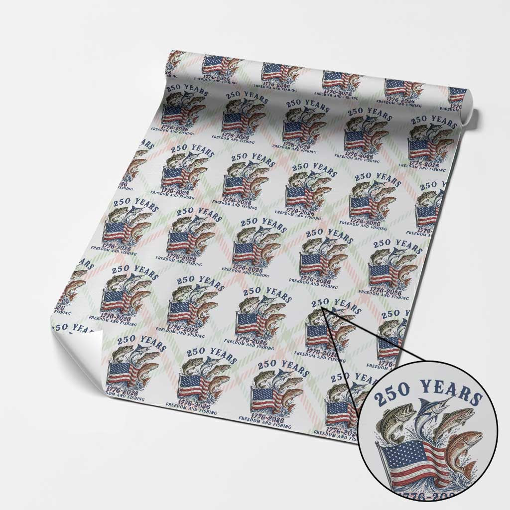 Freedom And Fishing Wrapping Paper Roll Patriotic American Flag Fisherman Gift