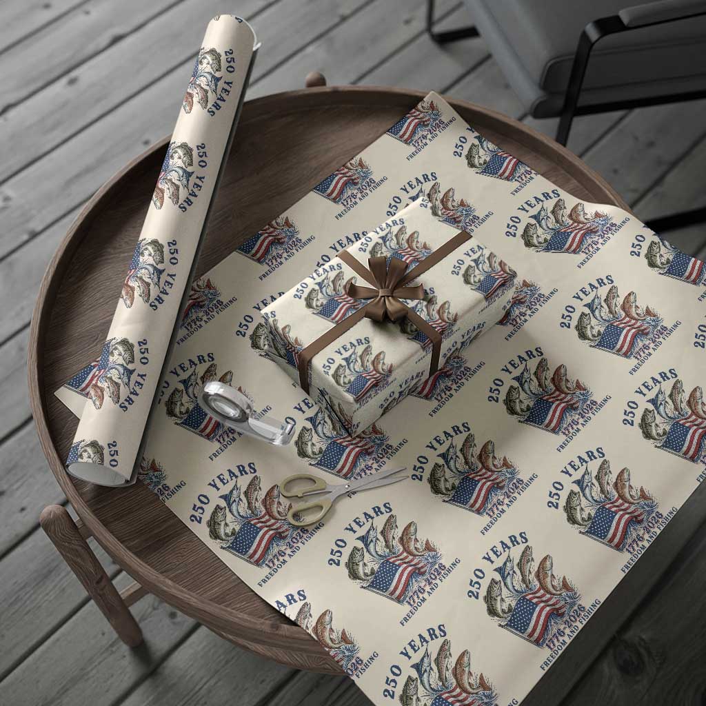 Freedom And Fishing Wrapping Paper Roll Patriotic American Flag Fisherman Gift