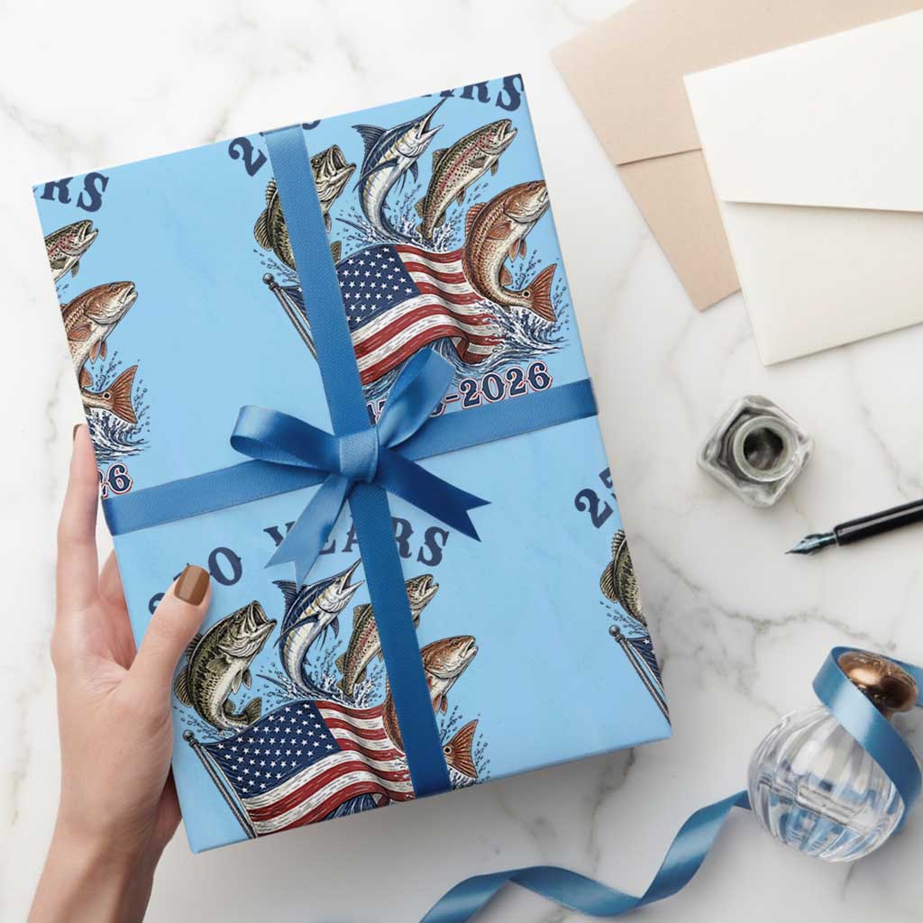 Freedom And Fishing Wrapping Paper Roll Patriotic American Flag Fisherman Gift