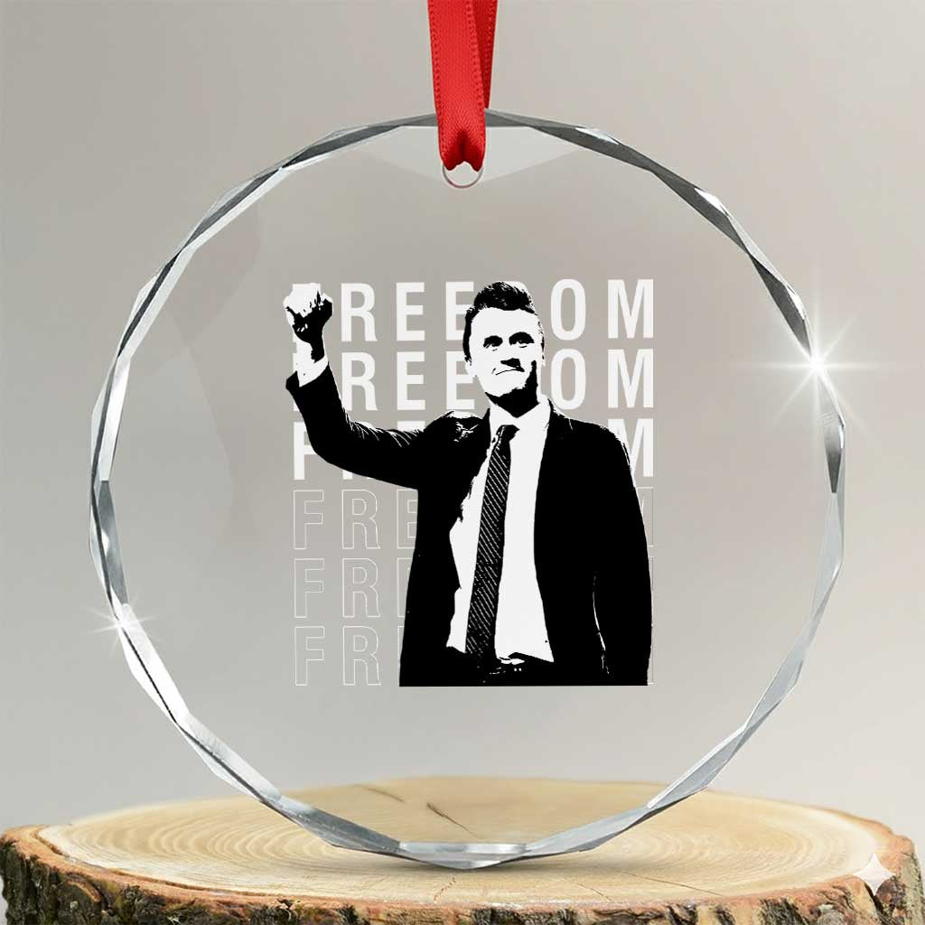 Freedom Charlie Kirk Tribute Crystal Glass Ornament A True Patriot Leagacy Memorial TS02