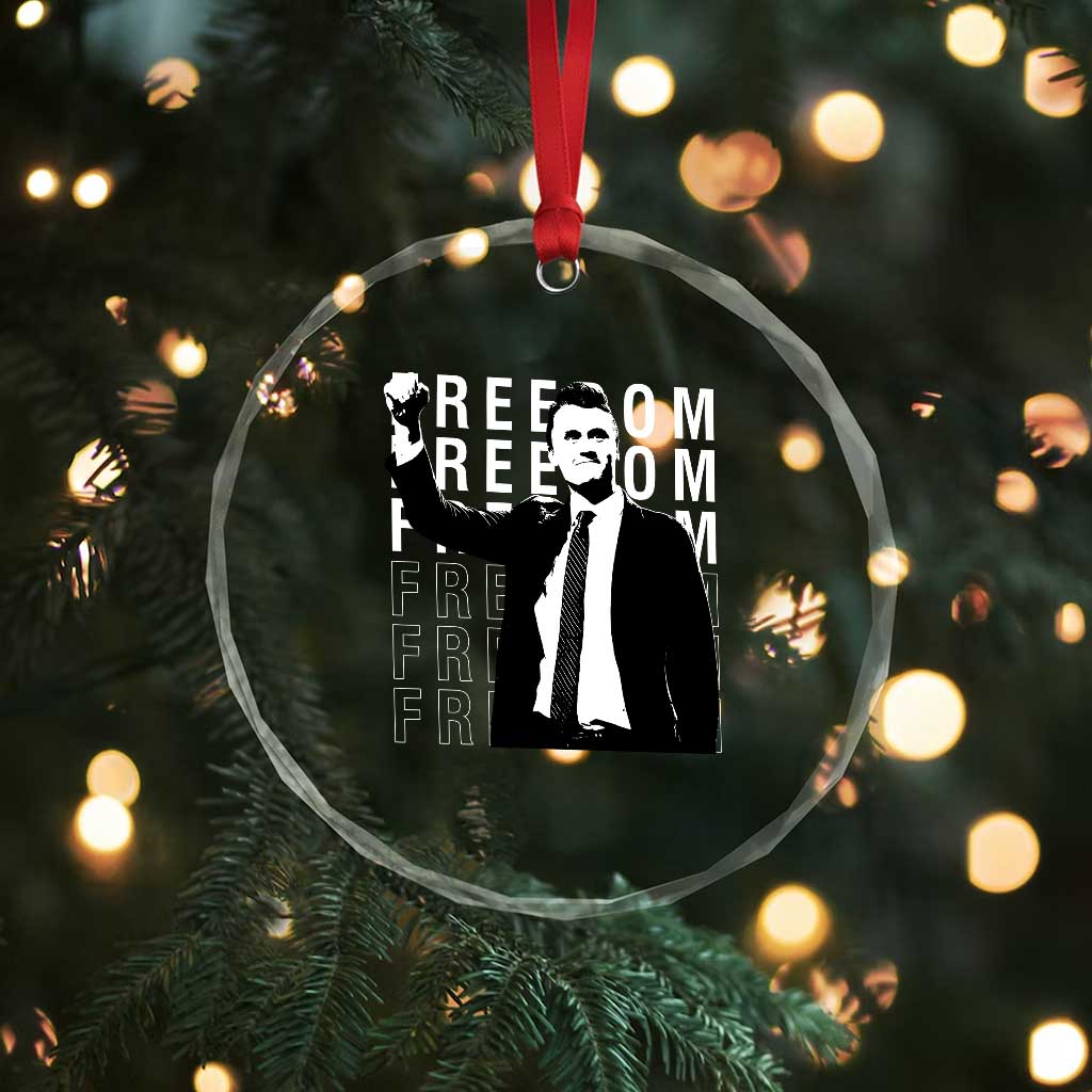 Freedom Charlie Kirk Tribute Crystal Glass Ornament A True Patriot Leagacy Memorial TS02