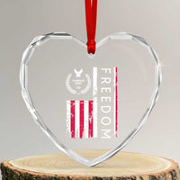 Freedom Charlie Kirk Tribute Heart Crystal Glass Ornament Patriotic Legacy Eagle Distressed American Flag - Wonder Print Shop