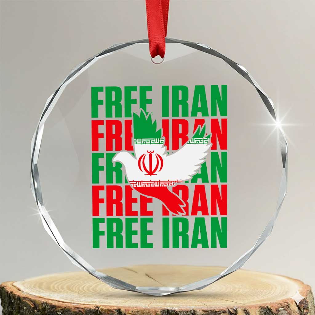 Freedom Dove Flag Crystal Glass Ornament Peaceful Iran Support
