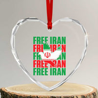 Freedom Dove Flag Heart Crystal Glass Ornament Peaceful Iran Support