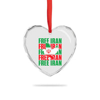 Freedom Dove Flag Heart Crystal Glass Ornament Peaceful Iran Support