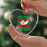 Freedom Dove Flag Heart Crystal Glass Ornament Peaceful Iran Support