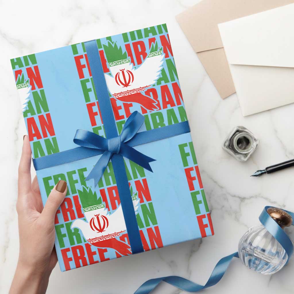 Freedom Dove Flag Wrapping Paper Roll Peaceful Iran Support