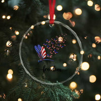 Freedom Dragonfly American Flag 4th Of July Crystal Glass Ornament Patriotic Nature Lover Graphic