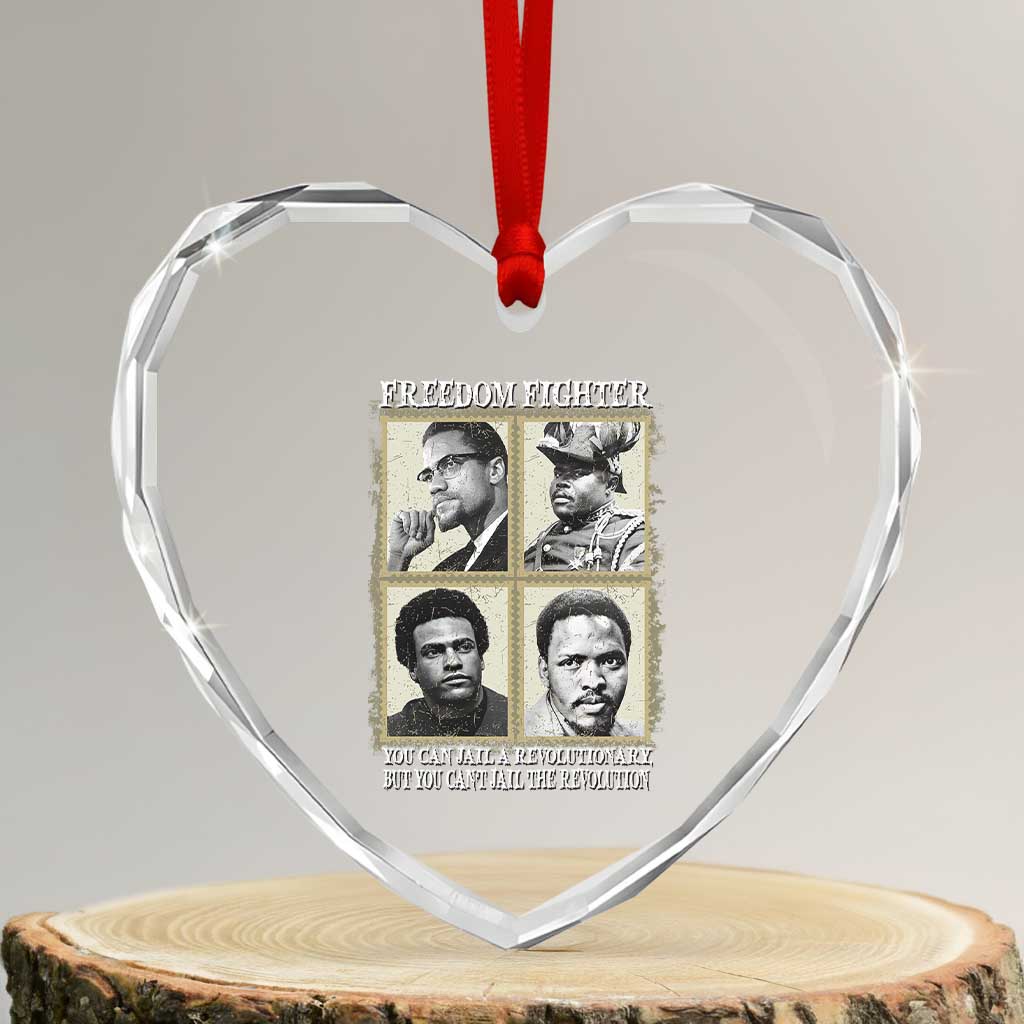 Freedom Fighters Heritage Heart Crystal Glass Ornament Malcolm X Marcus Garvey Huey P Newton Steve Biko Revolution - Wonder Print Shop