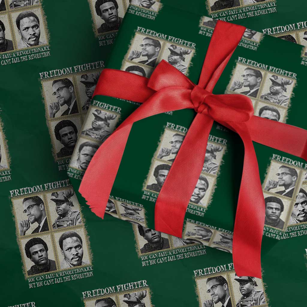 Freedom Fighters Heritage Wrapping Paper Roll Malcolm X Marcus Garvey Huey P Newton Steve Biko Revolution - Wonder Print Shop