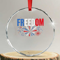 Freedom Funny 4th of July Couple Matching Crystal Glass Ornament US Fireworks
