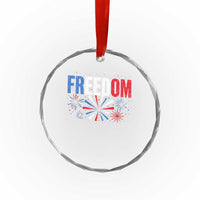 Freedom Funny 4th of July Couple Matching Crystal Glass Ornament US Fireworks