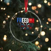 Freedom Funny 4th of July Couple Matching Crystal Glass Ornament US Fireworks