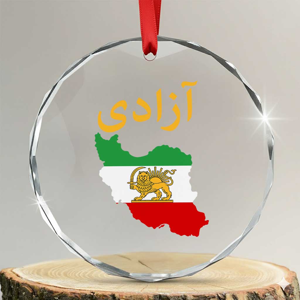Freedom Iran Sun and Lion Flag Crystal Glass Ornament Free Iranian Revolution 2026