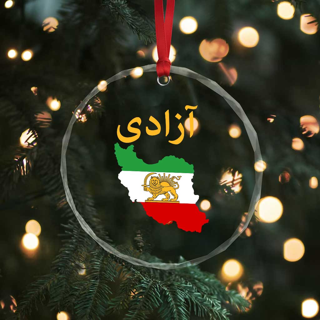 Freedom Iran Sun and Lion Flag Crystal Glass Ornament Free Iranian Revolution 2026