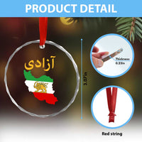 Freedom Iran Sun and Lion Flag Crystal Glass Ornament Free Iranian Revolution 2026