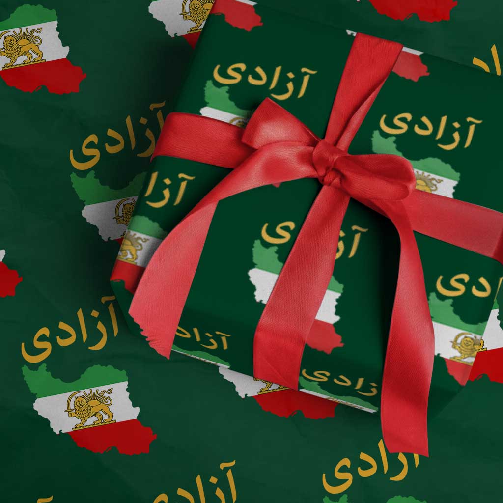 Freedom Iran Sun and Lion Flag Wrapping Paper Roll Free Iranian Revolution 2026