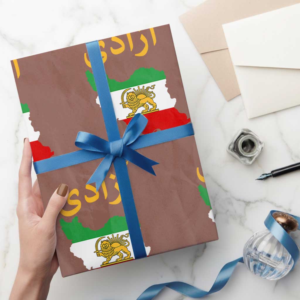 Freedom Iran Sun and Lion Flag Wrapping Paper Roll Free Iranian Revolution 2026