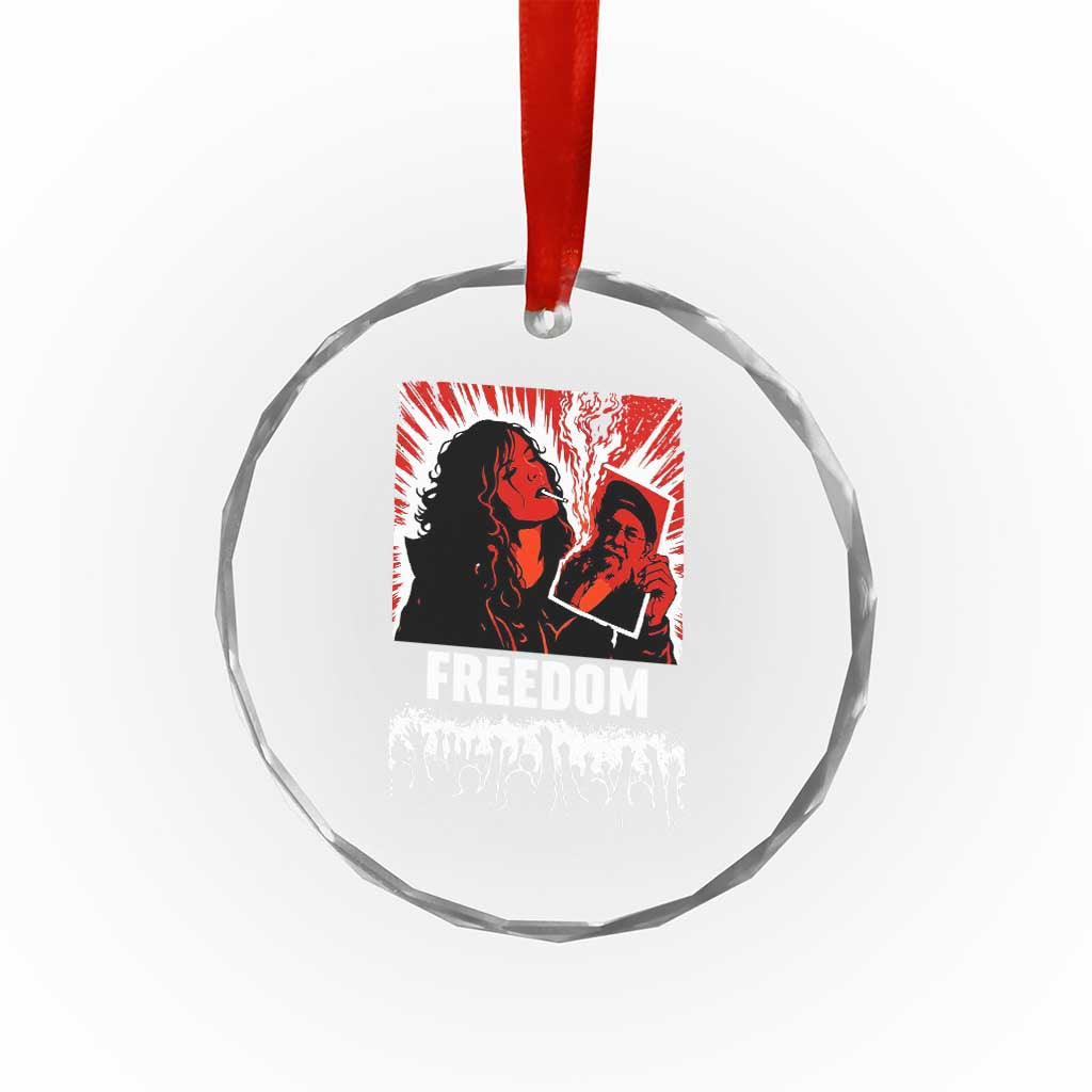 Freedom Iran Women Revolution 2026 Crystal Glass Ornament Lighting Cigarette with Burning Portrait Graphic