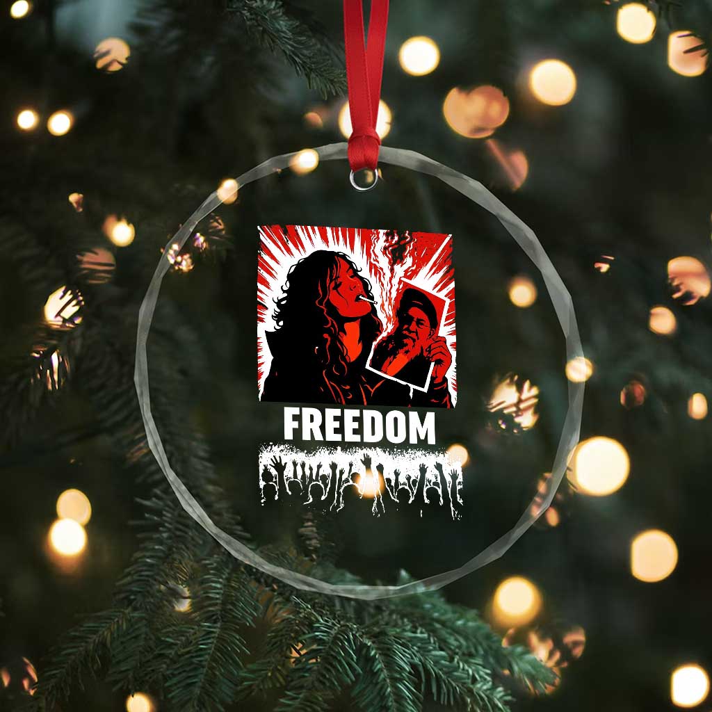 Freedom Iran Women Revolution 2026 Crystal Glass Ornament Lighting Cigarette with Burning Portrait Graphic