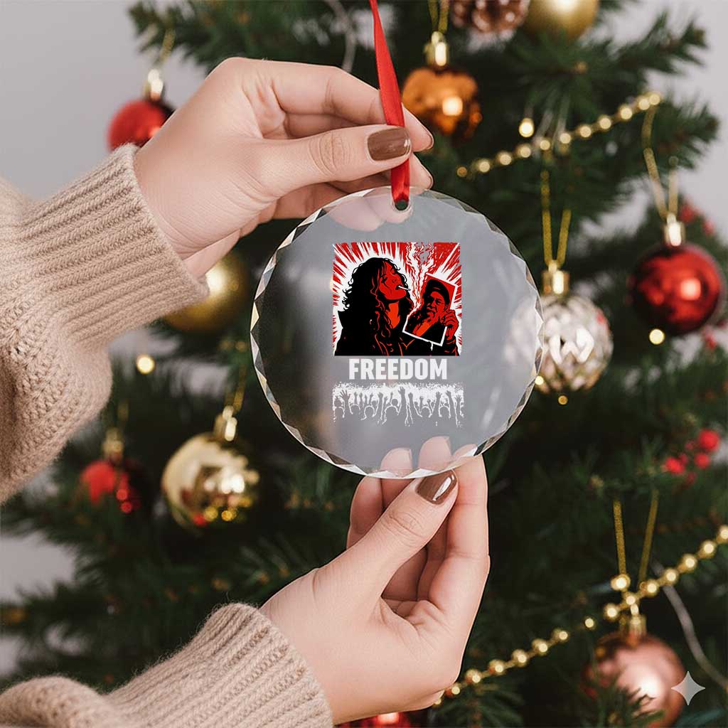 Freedom Iran Women Revolution 2026 Crystal Glass Ornament Lighting Cigarette with Burning Portrait Graphic