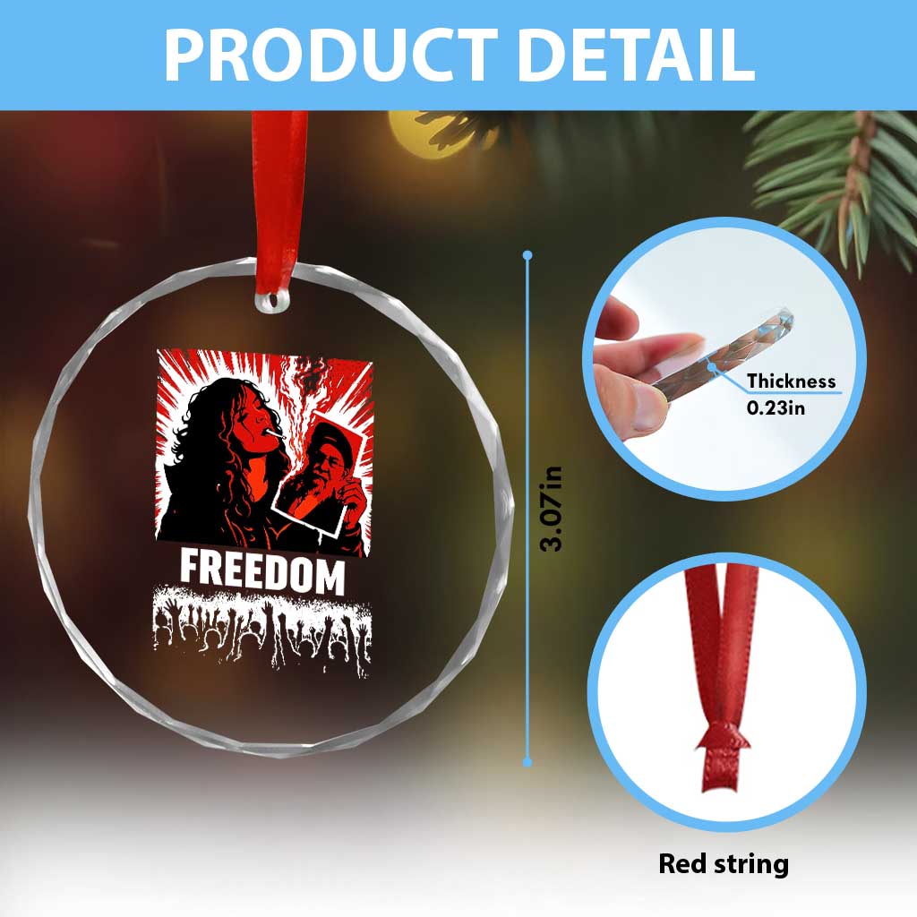 Freedom Iran Women Revolution 2026 Crystal Glass Ornament Lighting Cigarette with Burning Portrait Graphic
