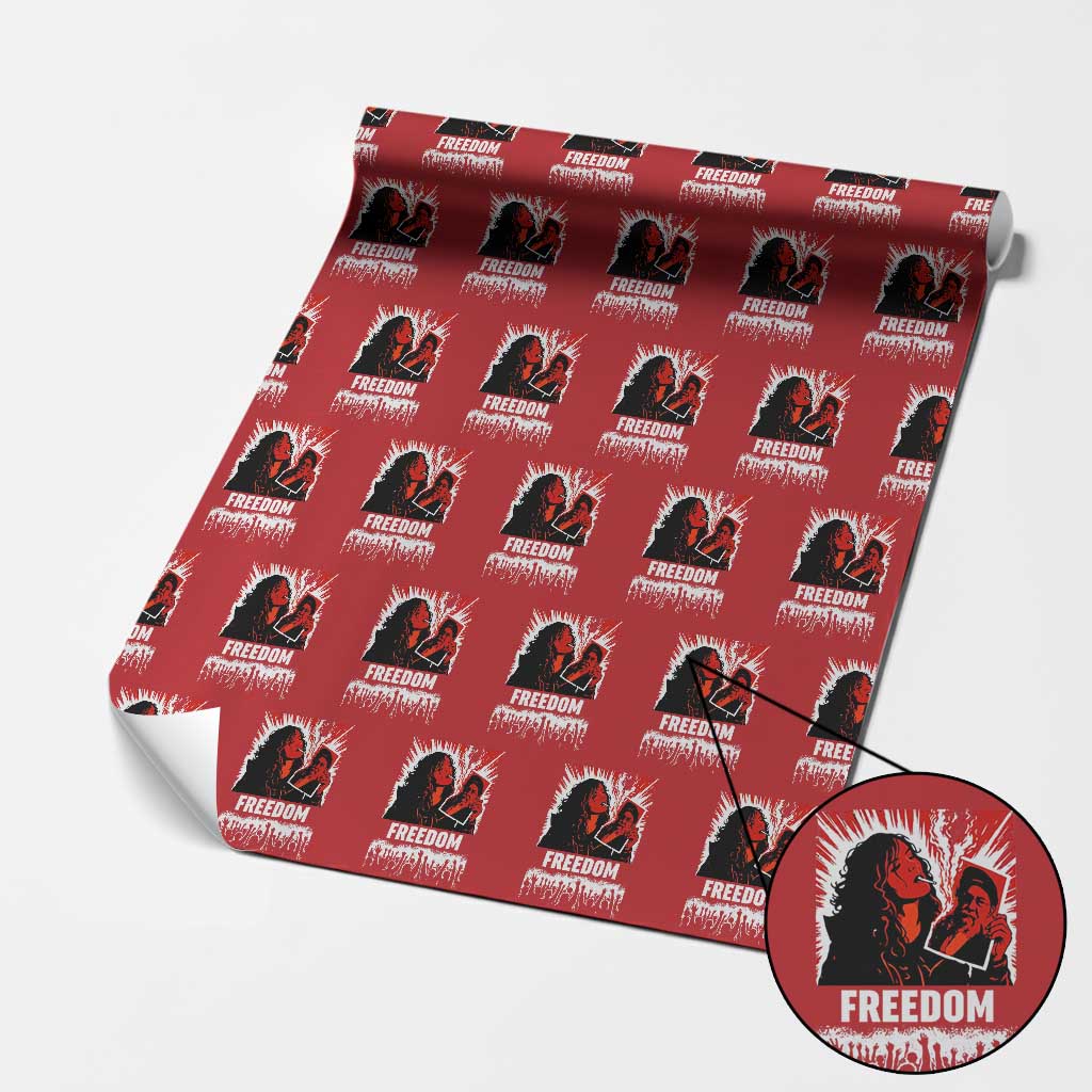 Freedom Iran Women Revolution 2026 Wrapping Paper Roll Lighting Cigarette with Burning Portrait Graphic