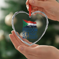 Freedom Is a Right Not a Request Heart Crystal Glass Ornament Sudan Flag Human Rights Supporters - Wonder Print Shop