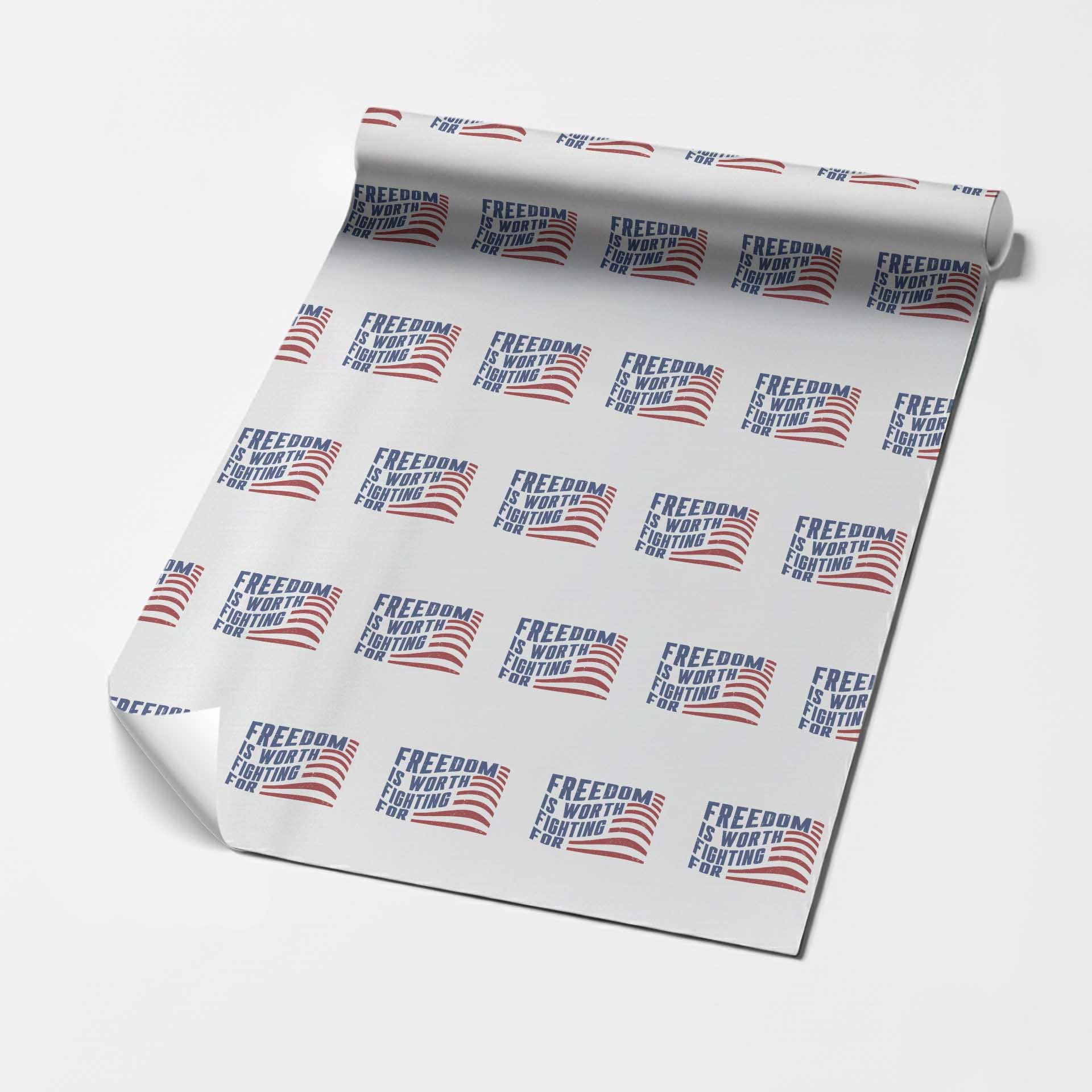 Freedom Is Worth Fighting For Wrapping Paper Roll USA Flag America True Patriot - Wonder Print Shop