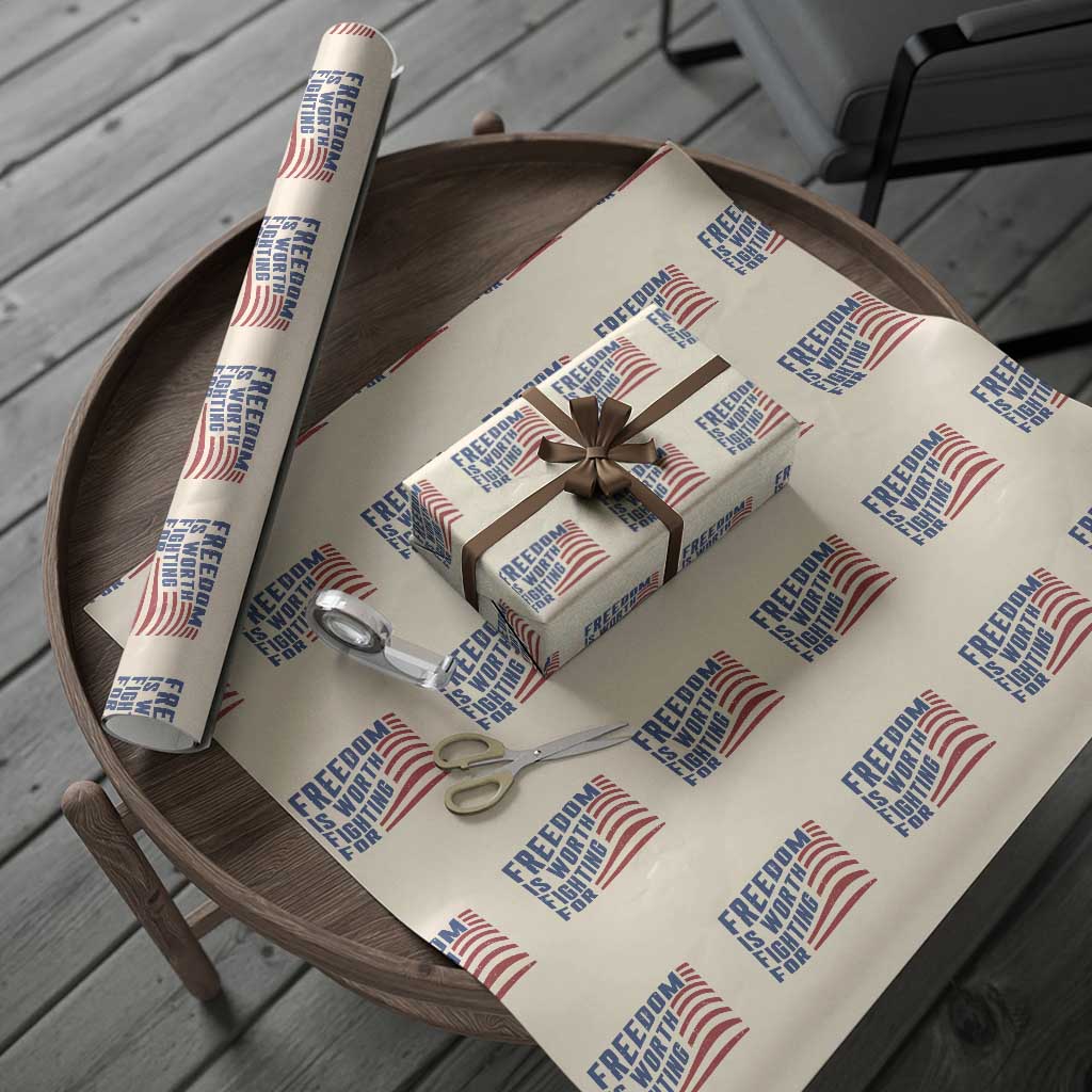 Freedom Is Worth Fighting For Wrapping Paper Roll USA Flag America True Patriot - Wonder Print Shop