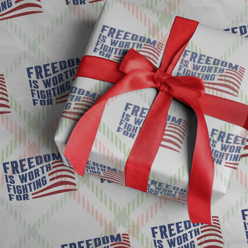 Freedom Is Worth Fighting For Wrapping Paper Roll USA Flag America True Patriot - Wonder Print Shop