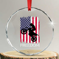 Freedom Motocross Dirt Bike Crystal Glass Ornament Patriotic American Flag - Wonder Print Shop