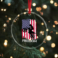 Freedom Motocross Dirt Bike Crystal Glass Ornament Patriotic American Flag - Wonder Print Shop