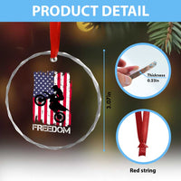 Freedom Motocross Dirt Bike Crystal Glass Ornament Patriotic American Flag - Wonder Print Shop