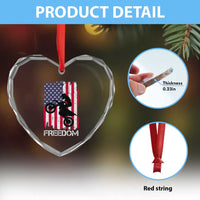 Freedom Motocross Dirt Bike Heart Crystal Glass Ornament Patriotic American Flag - Wonder Print Shop