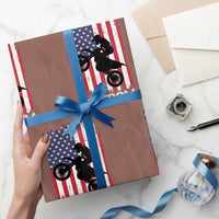 Freedom Motocross Dirt Bike Wrapping Paper Roll Patriotic American Flag - Wonder Print Shop