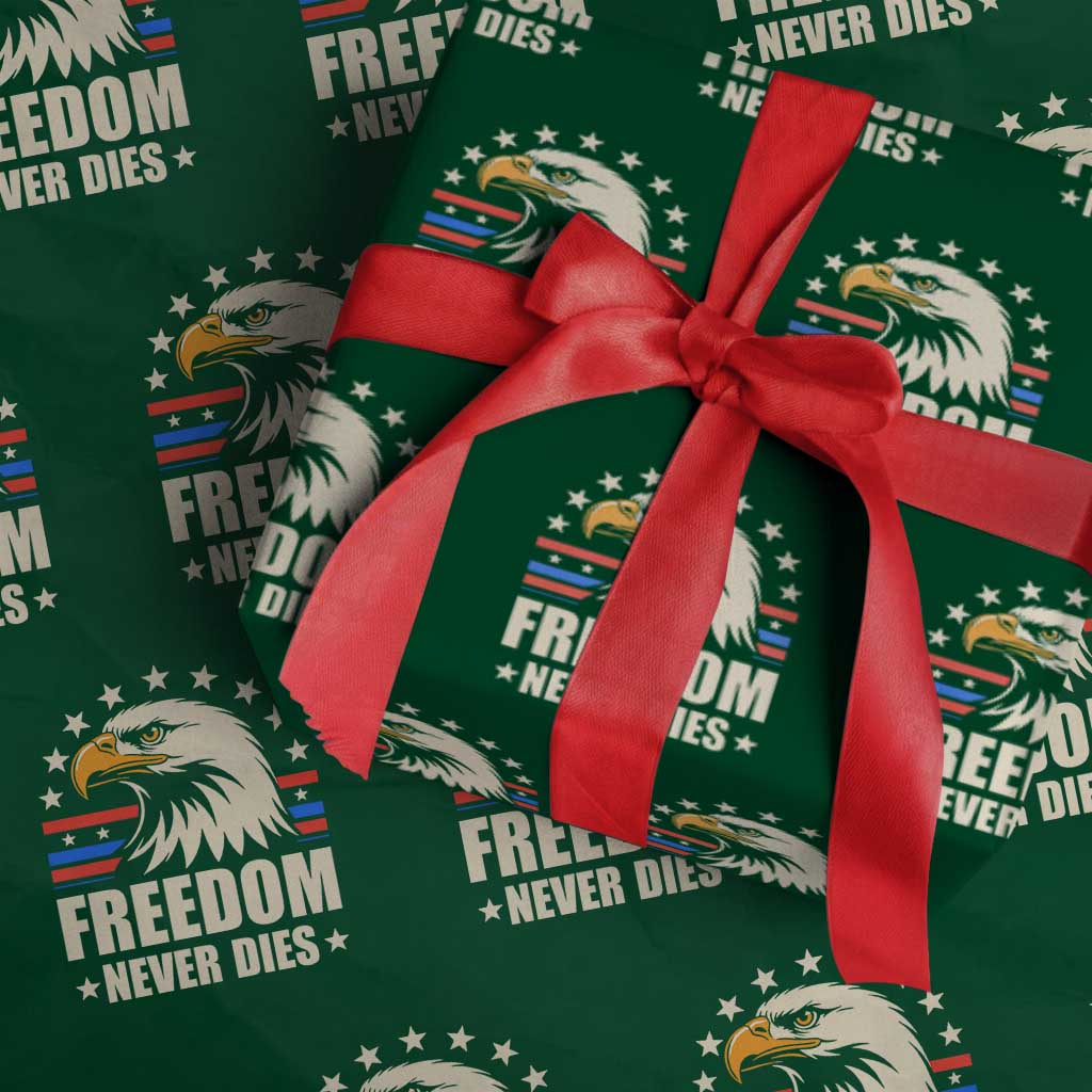 Freedom Never Dies Wrapping Paper Roll Bold Patriotic Eagle Graphic for True American Patriots - Wonder Print Shop