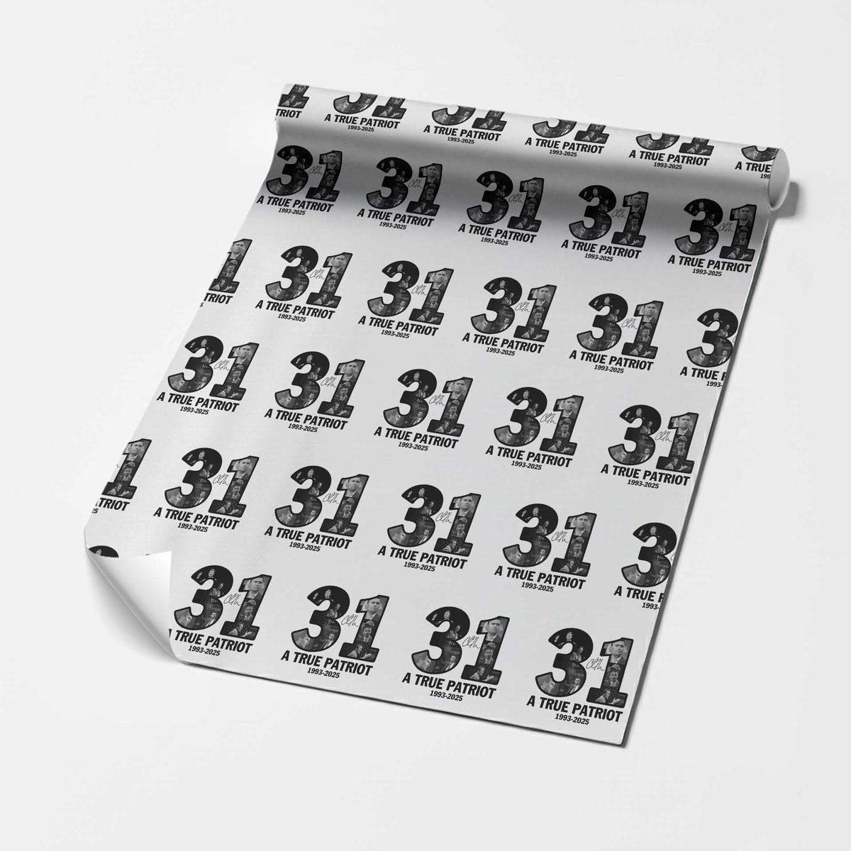 Freedom Number 31 Tribute Graphic Wrapping Paper Roll Thank You Charlie Kirk A True Patriot Memorial - Wonder Print Shop