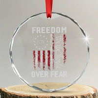 Freedom Over Fear Crystal Glass Ornament Vintage US American Flag TS10
