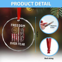 Freedom Over Fear Crystal Glass Ornament Vintage US American Flag TS10