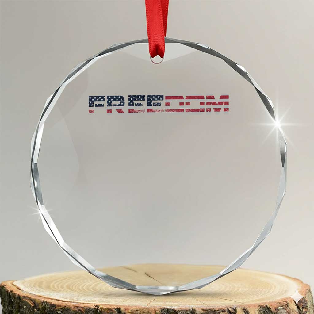 Freedom Patriotic Motivational Quote American Flag Crystal Glass Ornament - Wonder Print Shop