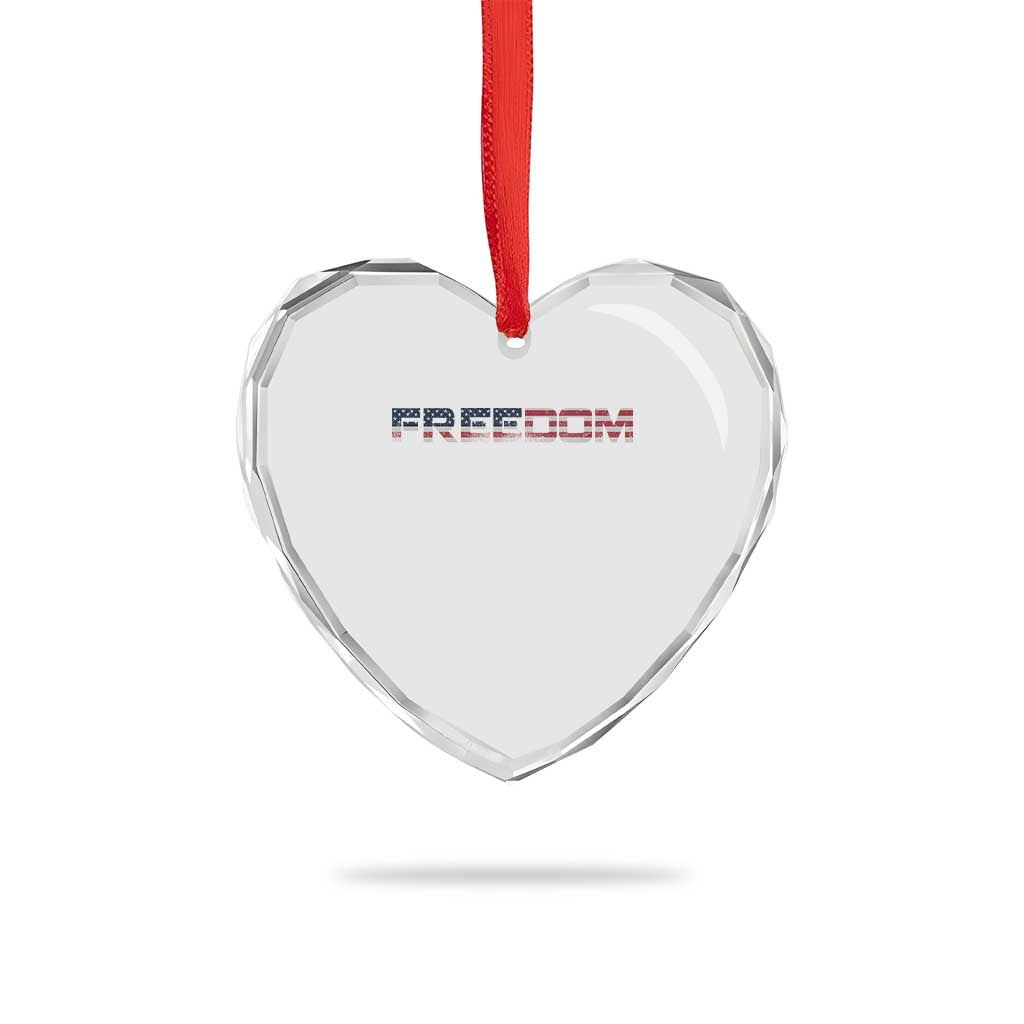 Freedom Patriotic Motivational Quote American Flag Heart Crystal Glass Ornament - Wonder Print Shop