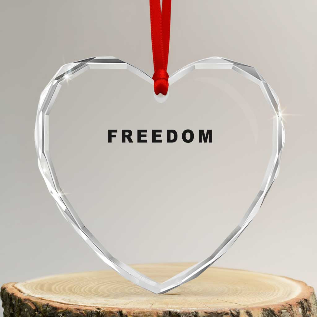 Freedom Statement Heart Crystal Glass Ornament Free Speech Charlie Kirk Tribute - Wonder Print Shop
