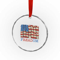 Freedom to Read Books Freadom Crystal Glass Ornament USA Flag Patriotic Library Book Lover