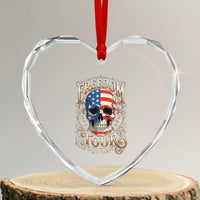 Freedom Tour 250 Years 1776-2026 American Flag Skull Heart Crystal Glass Ornament Rock Aesthetic Patriotic Semiquincentennial 250th Anniversary