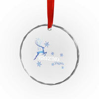 Freezing Season Xmas Reindeer Snowflake Crystal Glass Ornament TS09