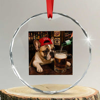 French Bulldog Drinking Beer Crystal Glass Ornament Silly Dog Meme Graphic Sarcastic Gift