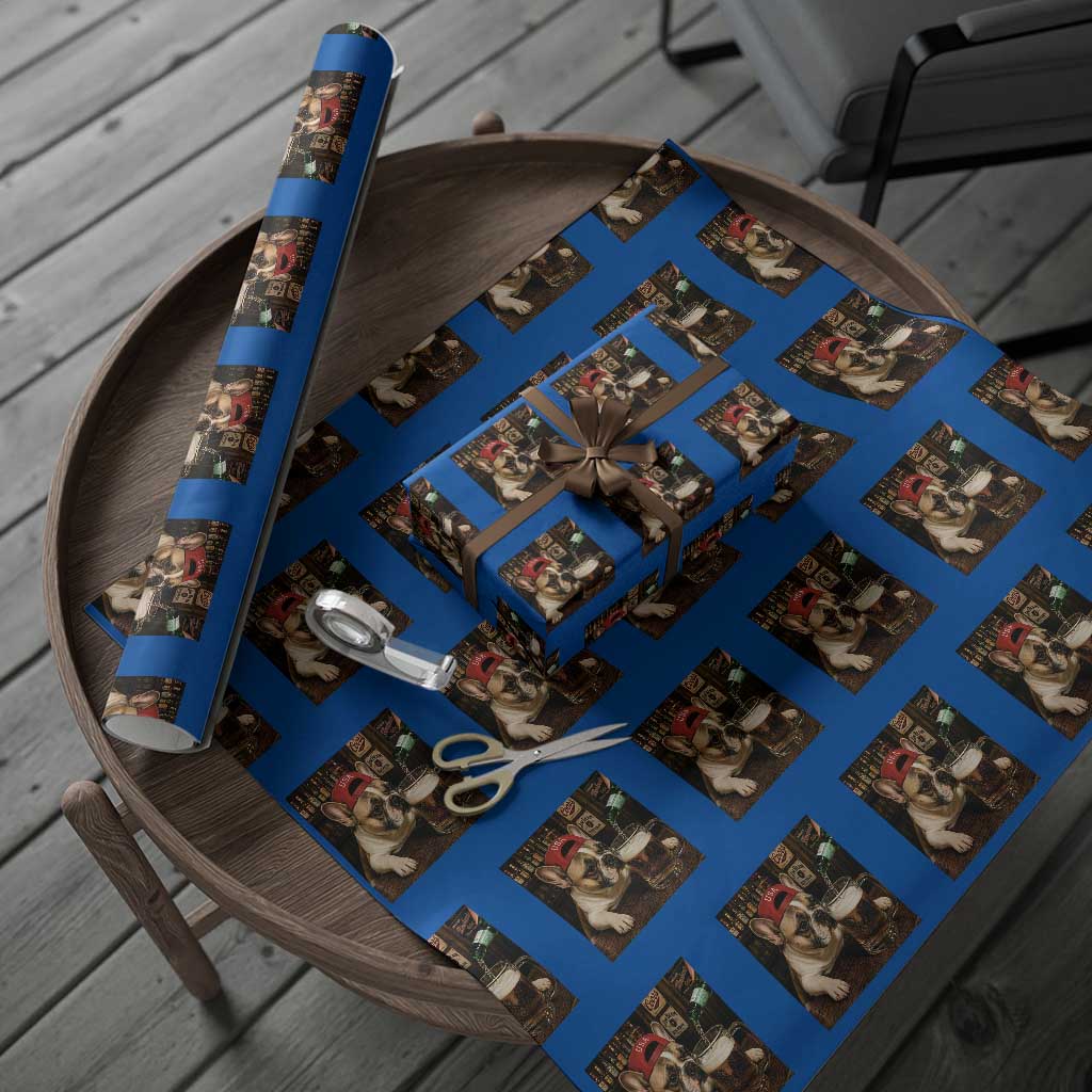 French Bulldog Drinking Beer Wrapping Paper Roll Silly Dog Meme Graphic Sarcastic Gift